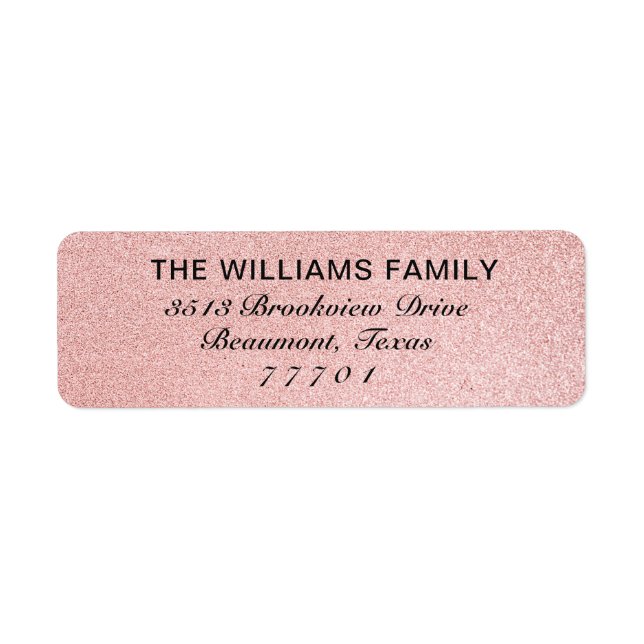 Luxury Rose Gold Shiny Foil Address Label (Front)
