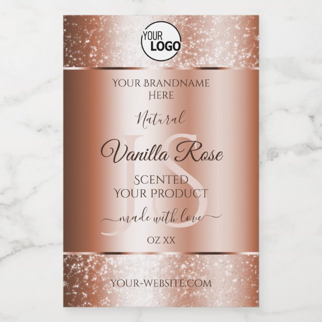 Luxury Rose Gold Soft Glitter Product Labels Logo (Single Label)