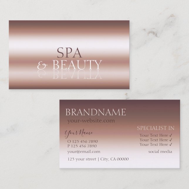 Luxury Rose Gold Stylish Mirror Font Professional Business Card (Front/Back)