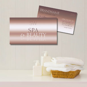 Luxury Rose Gold Stylish Mirror Font with Monogram Business Card