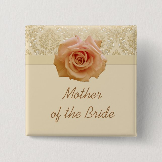 Luxury Rose Gold Victorian Damask Button (Front)