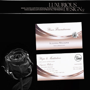 Luxury Rose Gold White with Logo and Luxe Diamond Business Card