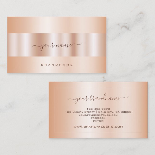 Luxury Rose Golden Shimmer Professional and Simple Business Card (Front/Back)