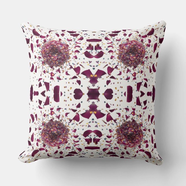 Luxury Rose Petal Confetti Explosion Romantic Cushion (Front)