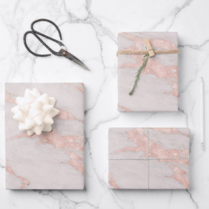 Luxury Rose Pink Blush Glitter Marble Customise Wrapping Paper Sheet