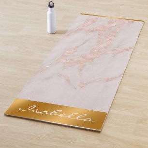 Luxury Rose Pink Blush Glitter Marble Customise Yoga Mat