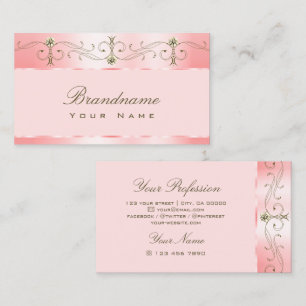 Luxury Rose Pink Ornate Ornaments Sparkling Jewels Business Card
