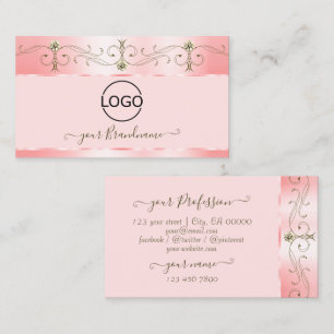 Luxury Rose Pink Ornate Sparkling Jewels with Logo Business Card