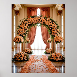 Luxury Rose Wedding Arch With Red Flower Details Poster