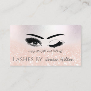 Luxury rosegold glittery ombre makeup lashes salon business card