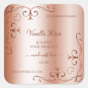 Luxury Rosegold Product Label Ornate Corner Border