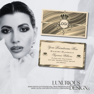 Luxury Royal Beige Gold Crown with Logo Noble Business Card