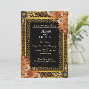 Luxury Royal Black and Gold Wedding Invitation