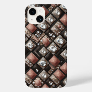 Luxury Royal Blue and Gold Geometric Diamond Mosai Case-Mate iPhone 14 Case