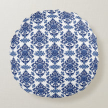Luxury Royal Blue and White Baroque Floral Pattern