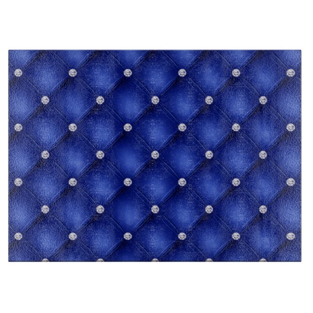 Luxury Royal Blue Diamond Tufted Pattern Cutting Board (Front)