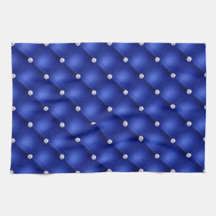 Luxury Royal Blue Diamond Tufted Pattern Tea Towel