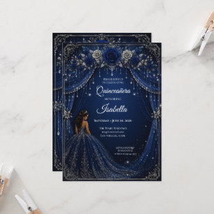 Luxury Royal Blue Princess Quinceañera Invitation