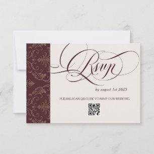 Luxury Royal Burgundy Wedding RSVP Card