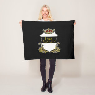 Luxury Royal Crown Crest Gold Shield Fleece Blanket