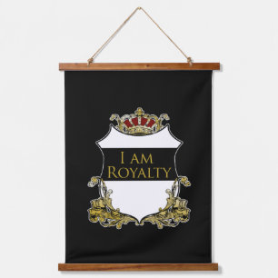 Luxury Royal Crown Crest Gold Shield Hanging Tapestry