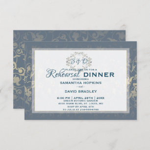 Luxury Royal Damask Rehearsal Dinner Card
