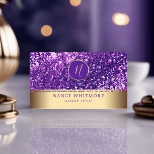 Luxury Royal Gold & Purple Glitter Elegant Business Card