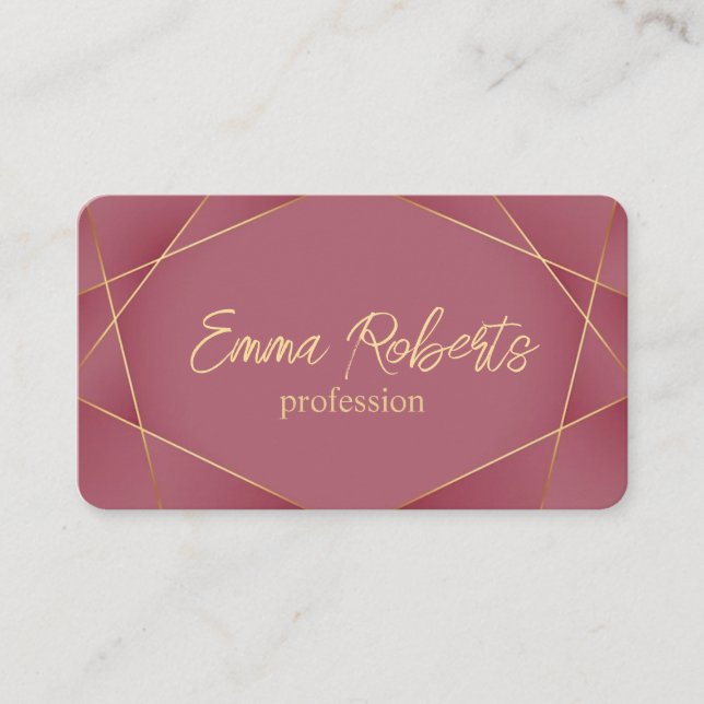 Luxury Royal Pink Texture Golden Lines Business Card (Front)