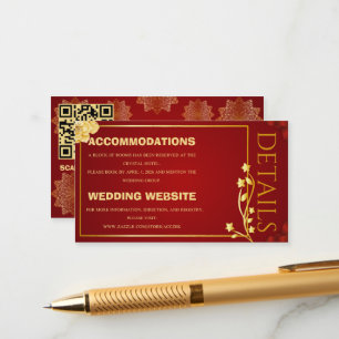 Luxury Royal Red and Gold Mandala Wedding Details  Enclosure Card