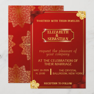 Luxury Royal Red and Gold Mandala Wedding  Invitation