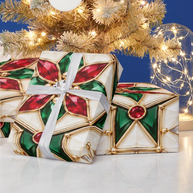 Luxury Ruby Emerald Holiday Wrapping Paper (Holidays)