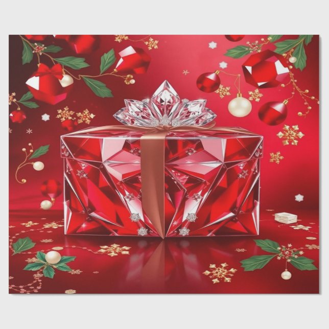 Luxury Ruby Red Christmas Gift Wrapping Paper (Flat)