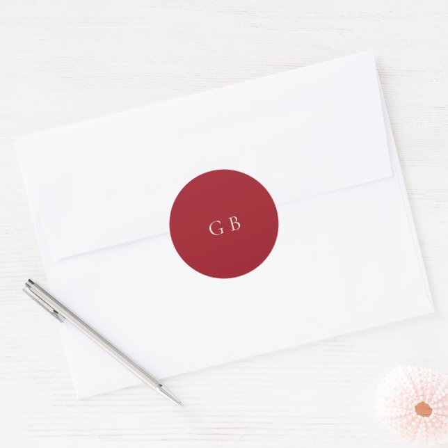 Luxury Ruby Red Elegant Wedding Classic Round Sticker (Envelope)