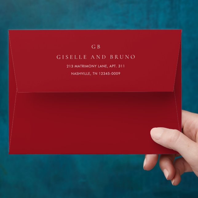 Luxury Ruby Red Elegant Wedding Envelope (Hand)