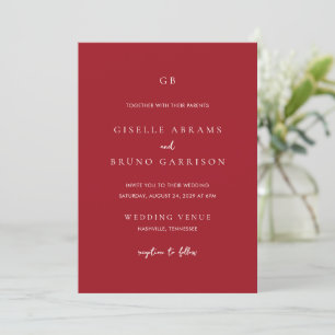 Luxury Ruby Red Elegant Wedding Invitation
