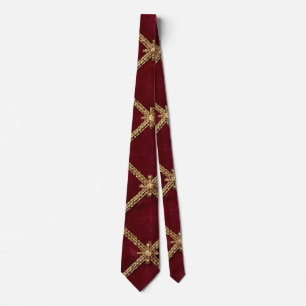 Luxury Ruby Red Velvet Diamond Trellis Pattern Tie
