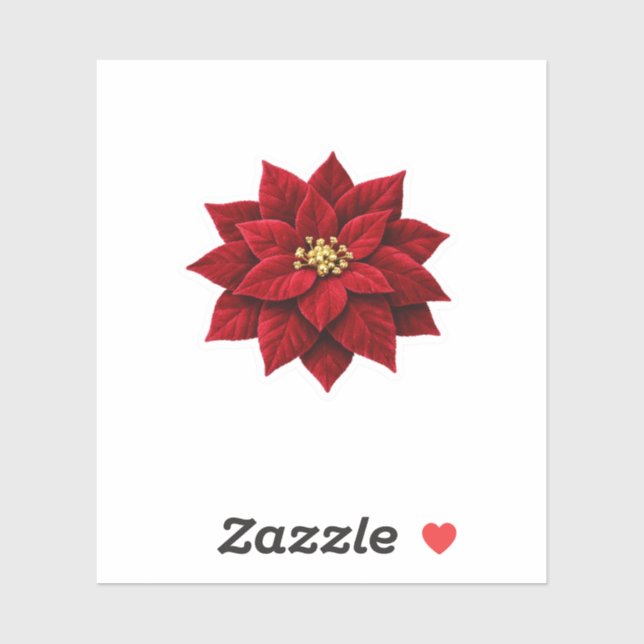 Luxury Ruby Red Velvet Poinsettia Sticker Gold Flo (Sheet)
