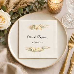 Luxury Rustic Personalised Wedding Napkin
