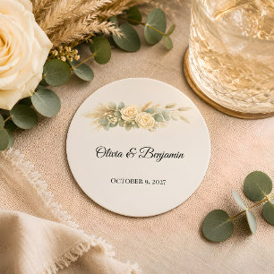Luxury Rustic Wedding Round Paper Coaster