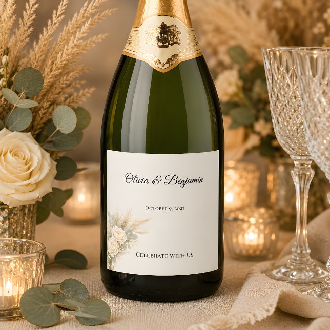 Luxury Rustic Wedding Sparkling Wine Label (Part of the luxury rustic wedding theme collection, wine label)