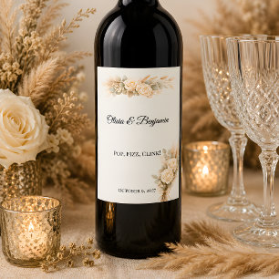 Luxury Rustic Wedding With Ivory Roses Wine Label