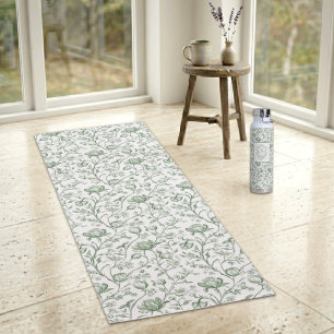 Luxury Sage French Toile Artisan Botanical Yoga Mat