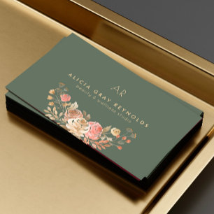 Luxury sage green beauty salon spa business card