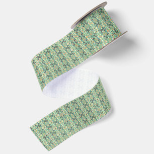 Luxury Sage Green Geometric Tribal Seamless Satin Ribbon