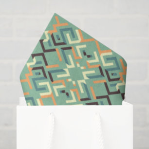 Luxury Sage Green Geometric Tribal Seamless Tissue Paper