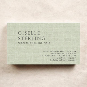 Luxury Sage Green Natural Linen Business Card