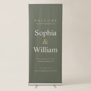 Luxury Sage Green Wedding Welcome Banner