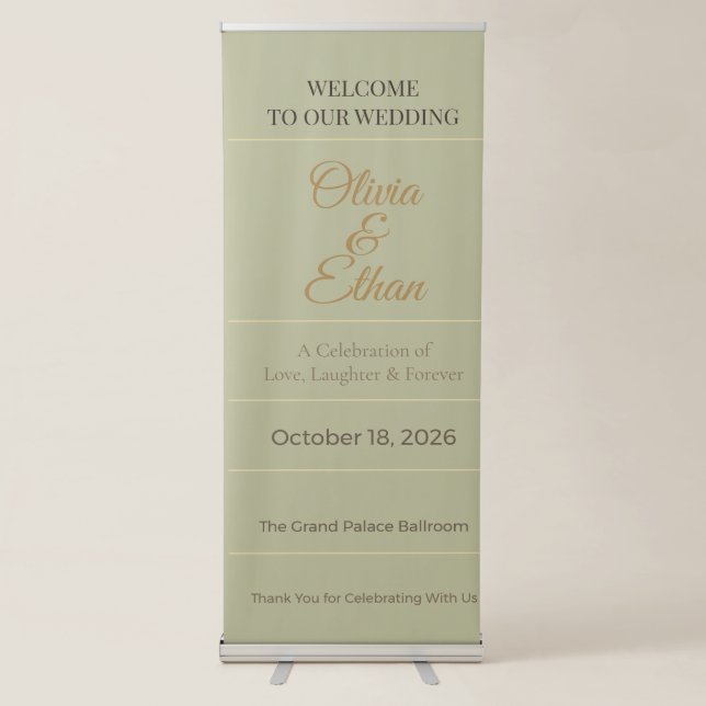 Luxury Sage Wedding Welcome Banner (Front)