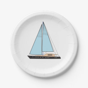 Luxury Sailing Yacht Boat Paper Plate