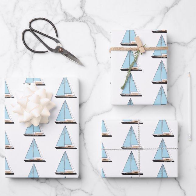 Luxury Sailing Yacht Boat Wrapping Paper Sheet (Front)